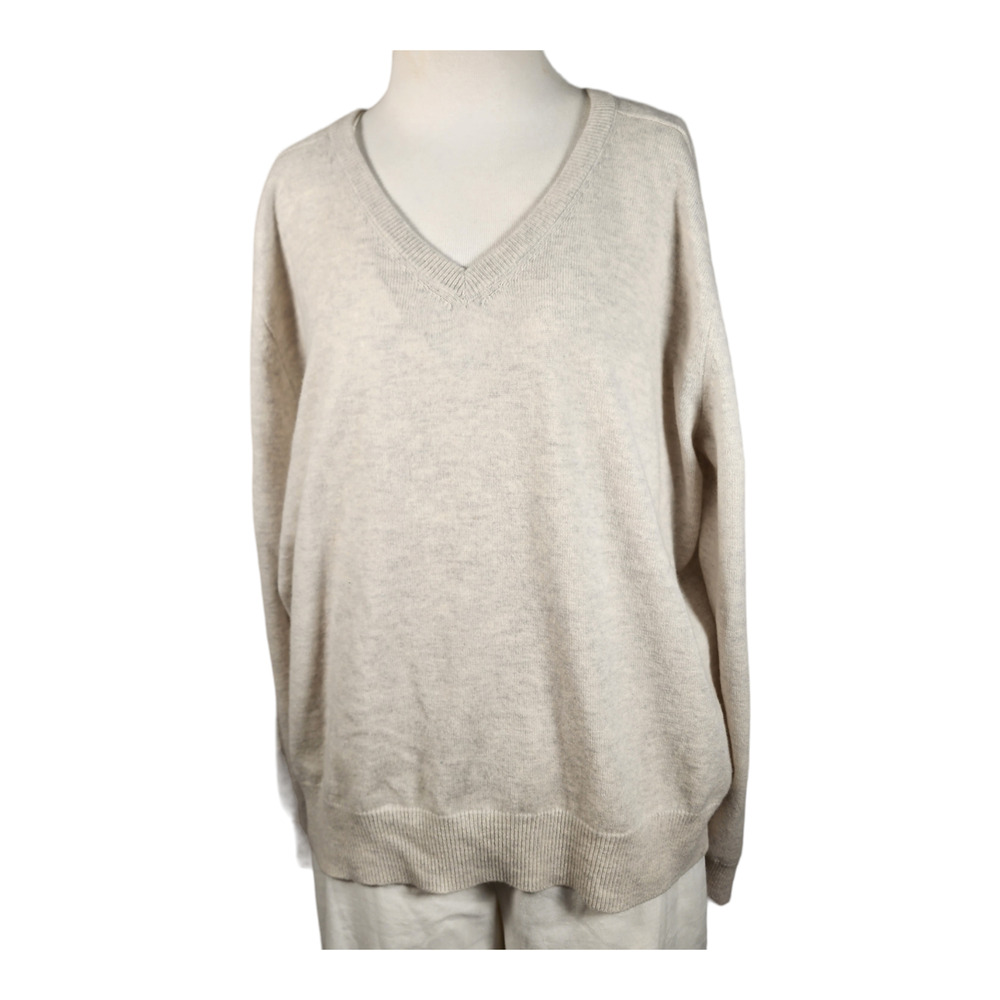 KOCH Wool & Cashmere Light Grey Pullover Sweater XS Semi Sheer Woven Back EUC
